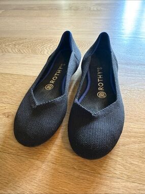 Rothy's Black Knit V-Cut Slip-On Flats